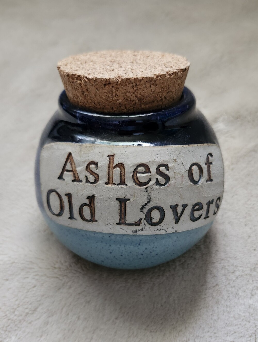 Ceramic 'Ashes of Old Lovers' Keepsake Jar in Blue